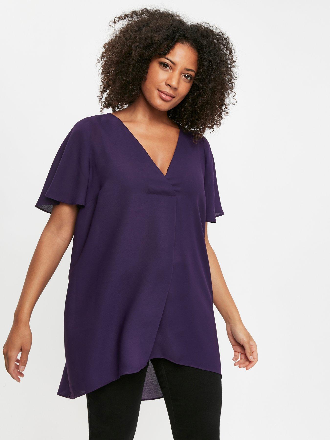 Evans Drape Cross Front Top Purple Very Co Uk