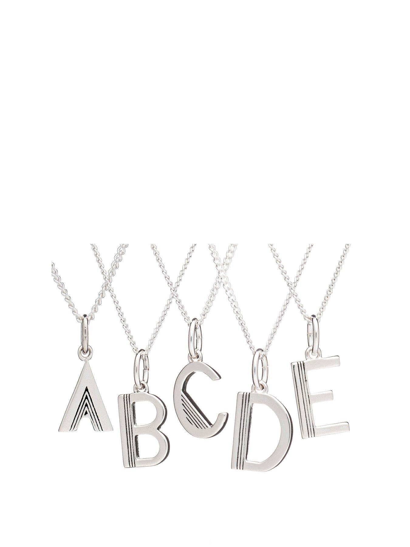 Product photograph of Rachel Jackson Art Deco Silver Initial Necklace from very.co.uk