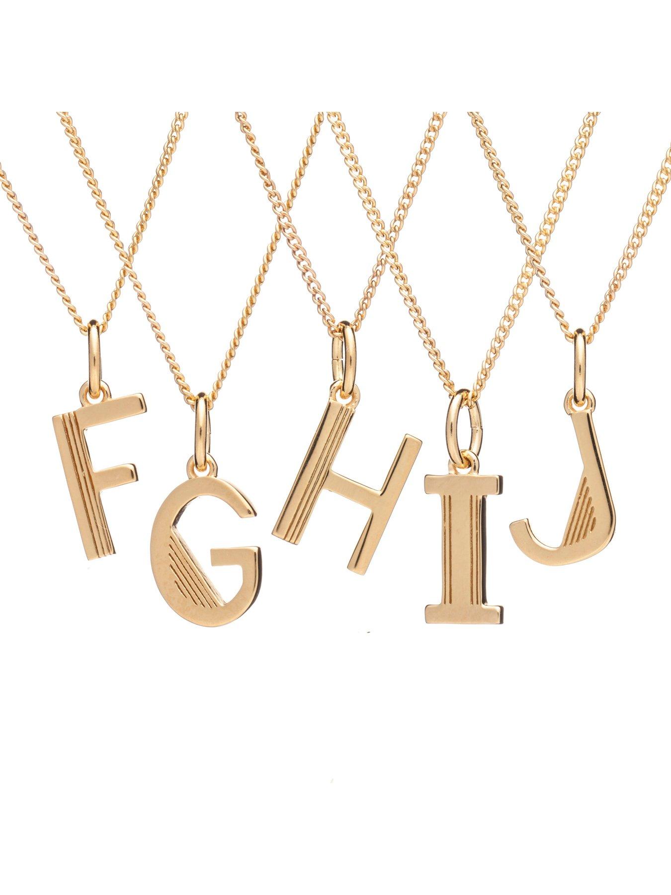 Women Art Deco 22 Carat Gold Plated Initial Necklace