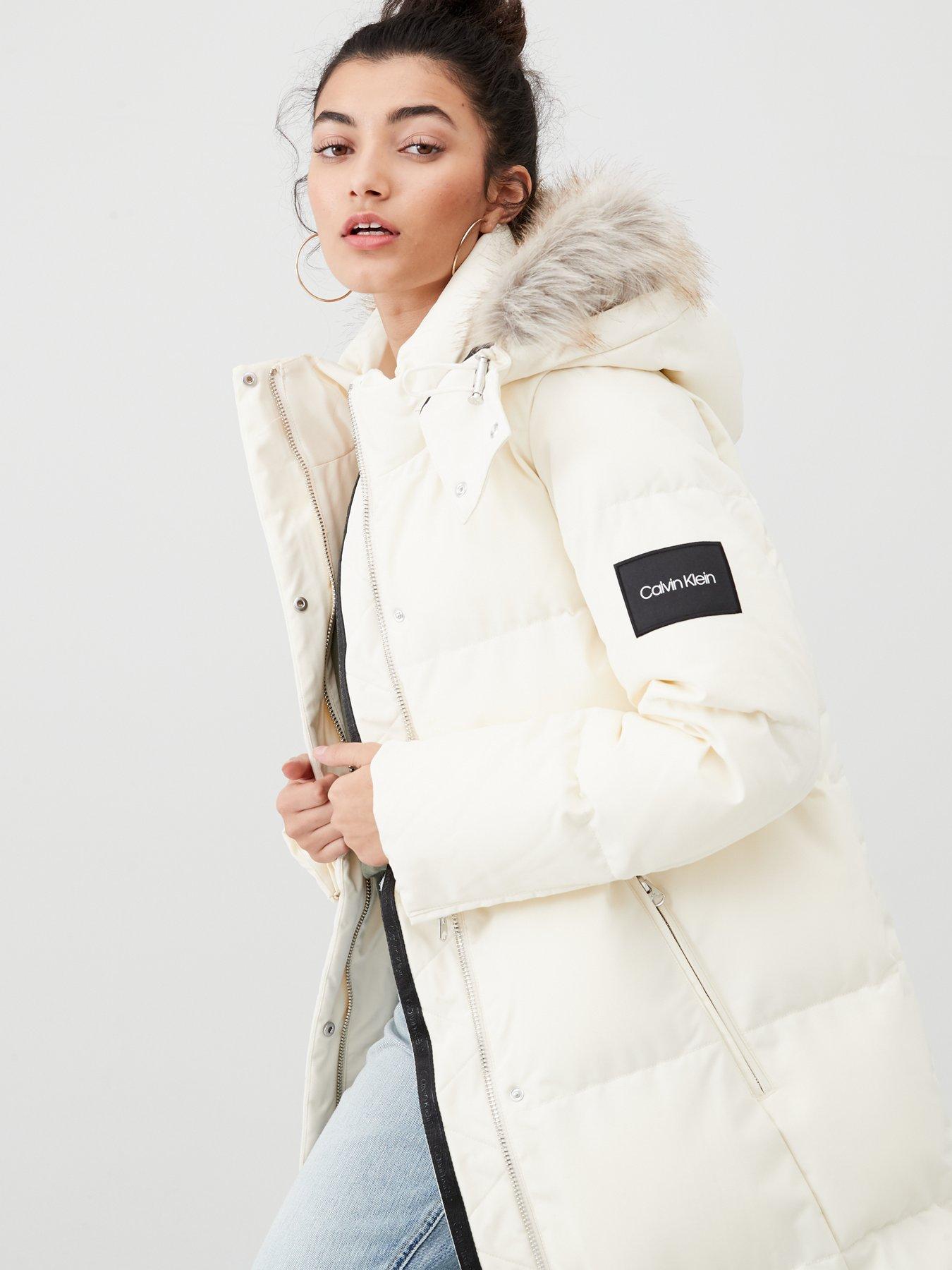 calvin klein women's white coat