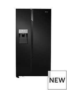 Hisense Non Plumbed. Total No Frost American Fridge Freezer Black with Water & Ice Dispenser
