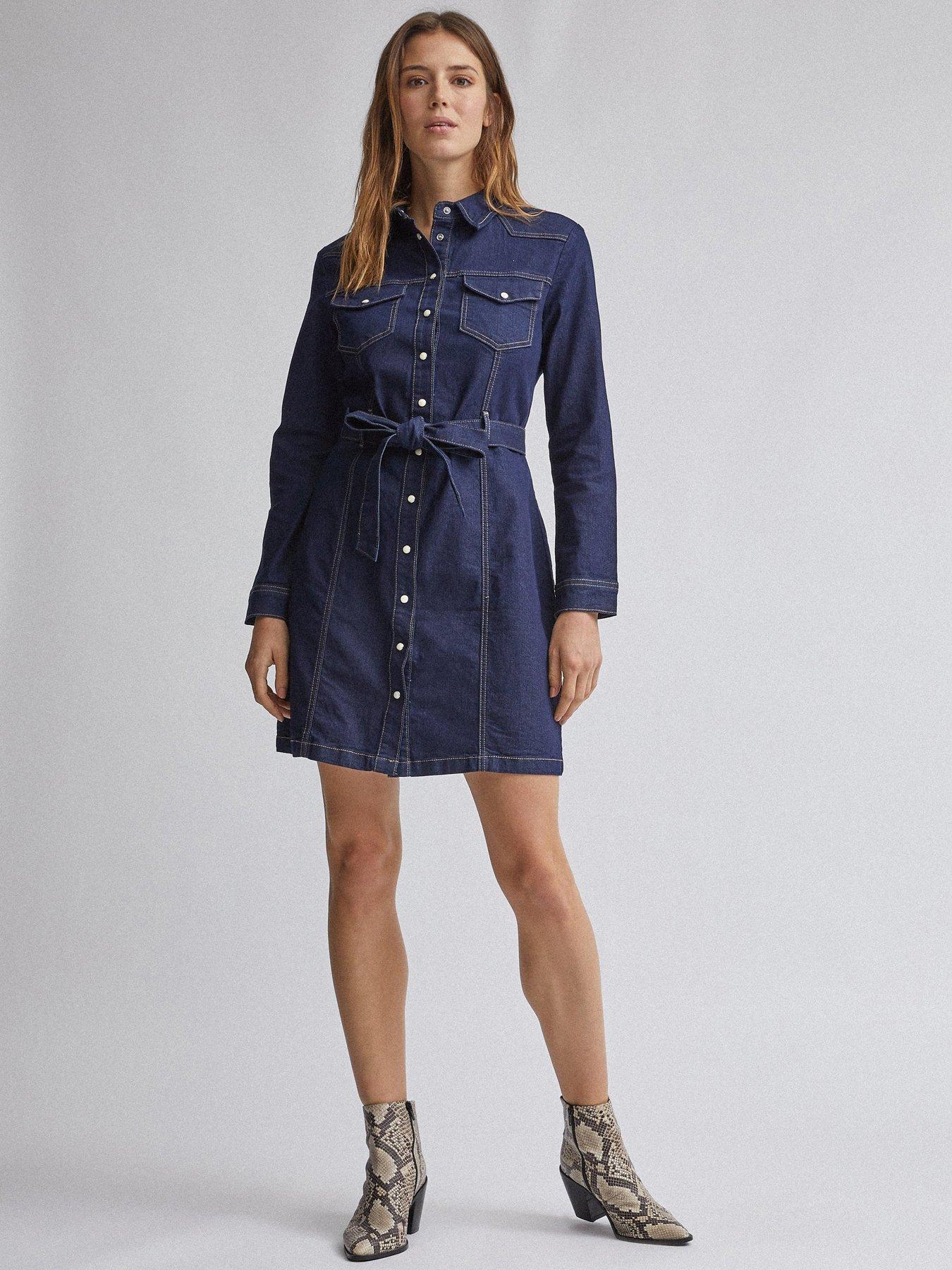 dorothy perkins indigo denim shirt dress