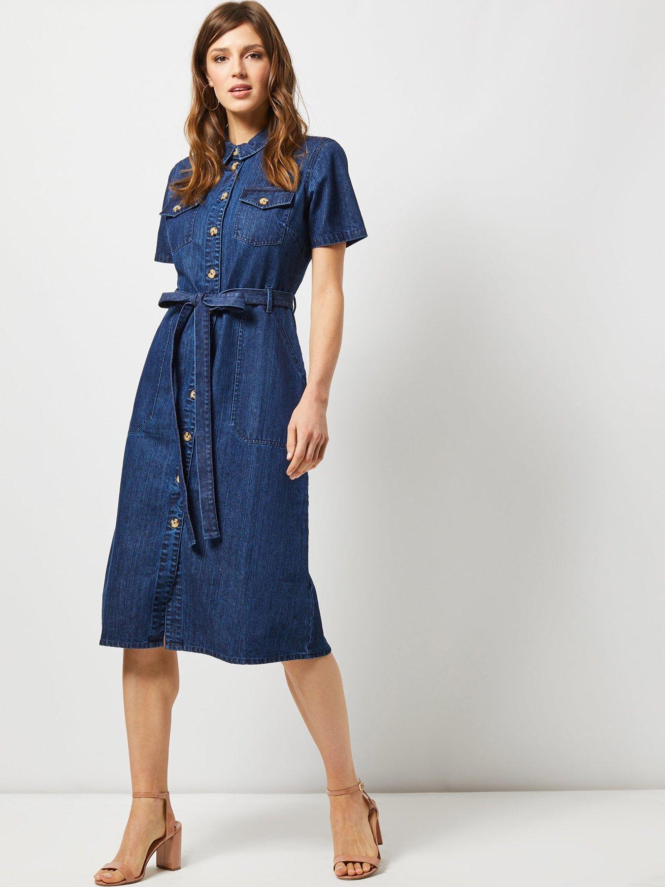 denim midi shirt dress uk