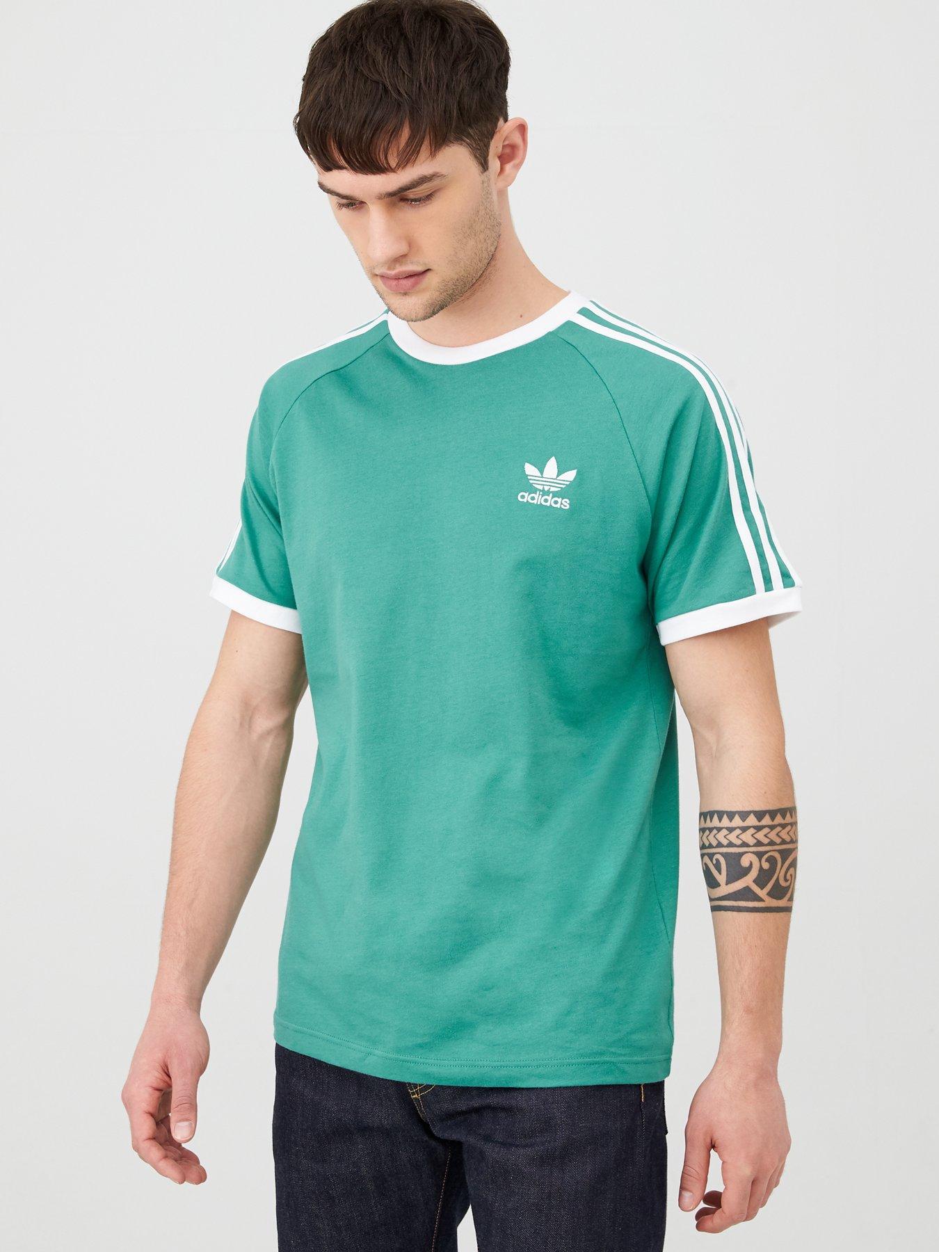 adidas originals 3 stripe t shirt green