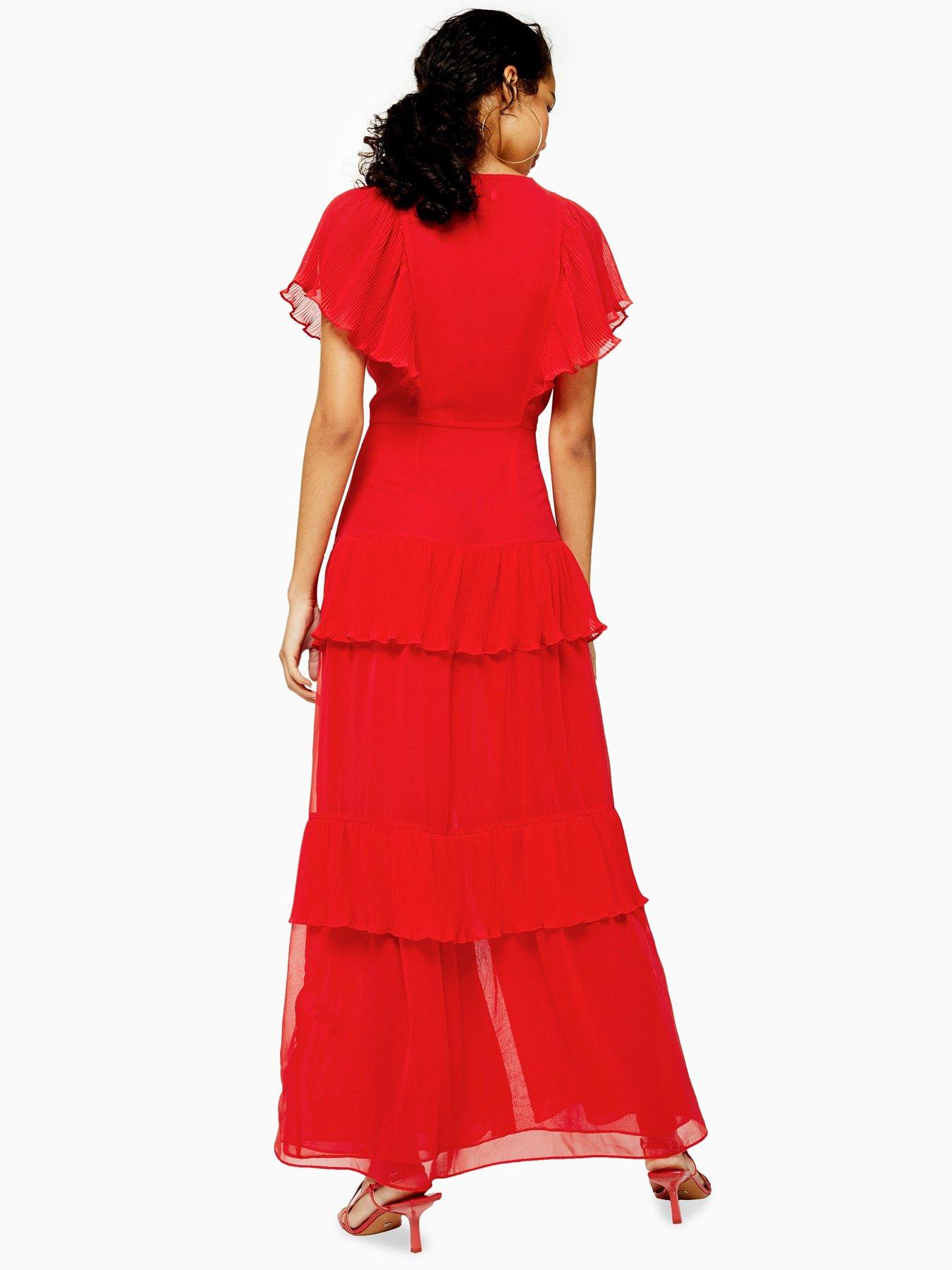 topshop long red dress