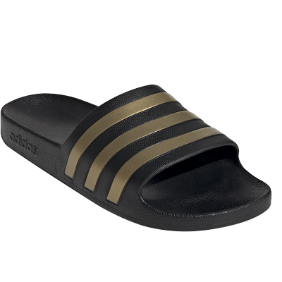 adidas Mens Adilette Aqua Sliders - Black/Gold