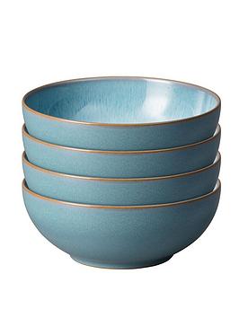 Product photograph of Denby Azure Haze Set Of 4 Coupe Cereal Bowls from very.co.uk