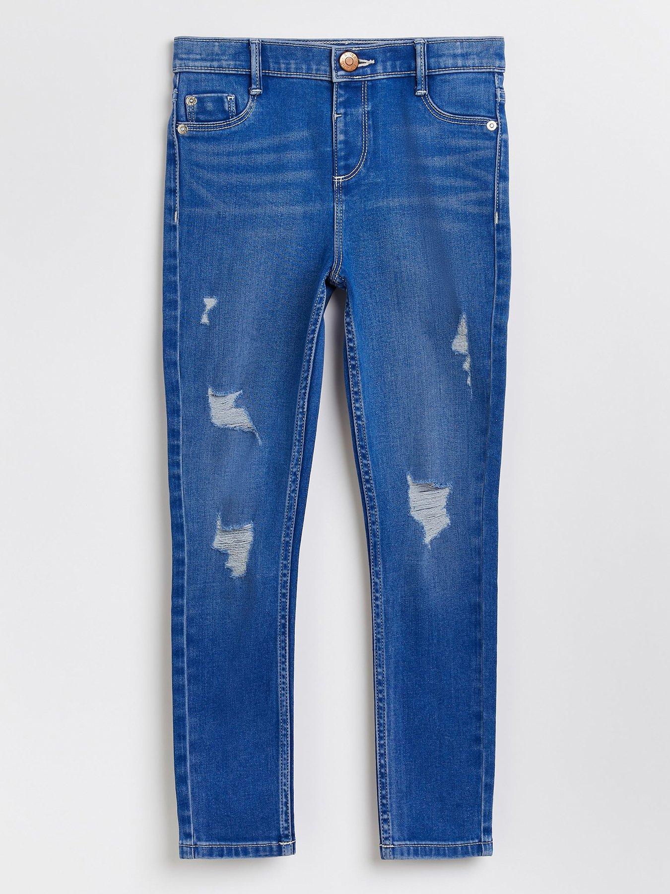 Super Skinny Ankle Jeggings - Denim blue/Ripped - Ladies