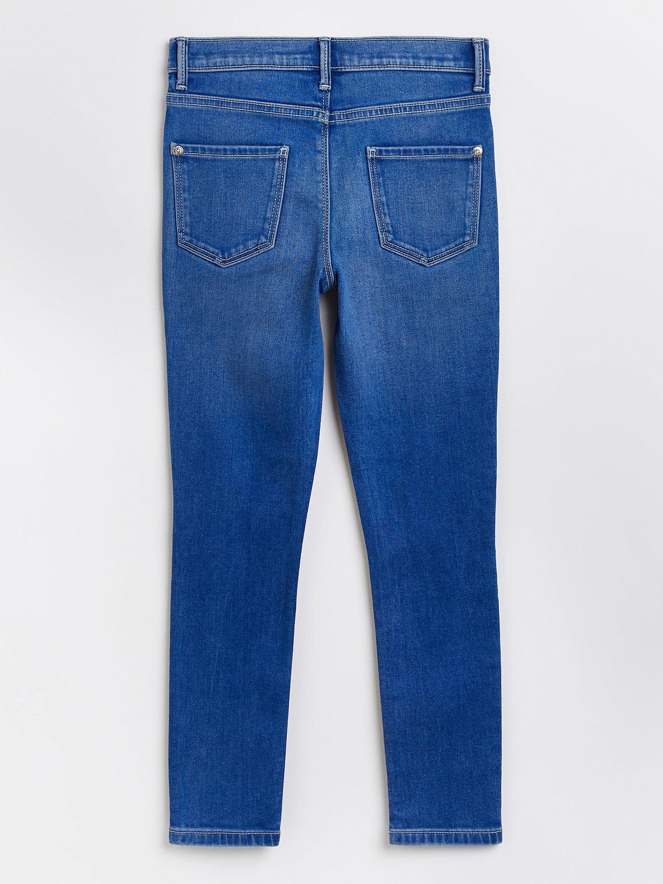 River Island Girls Ripped Molly Skinny Jeans Blue Very