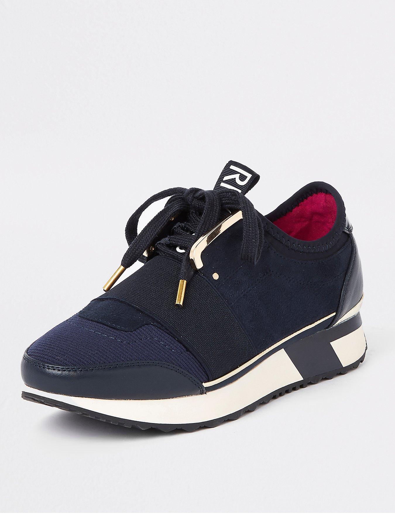 river island navy trainers