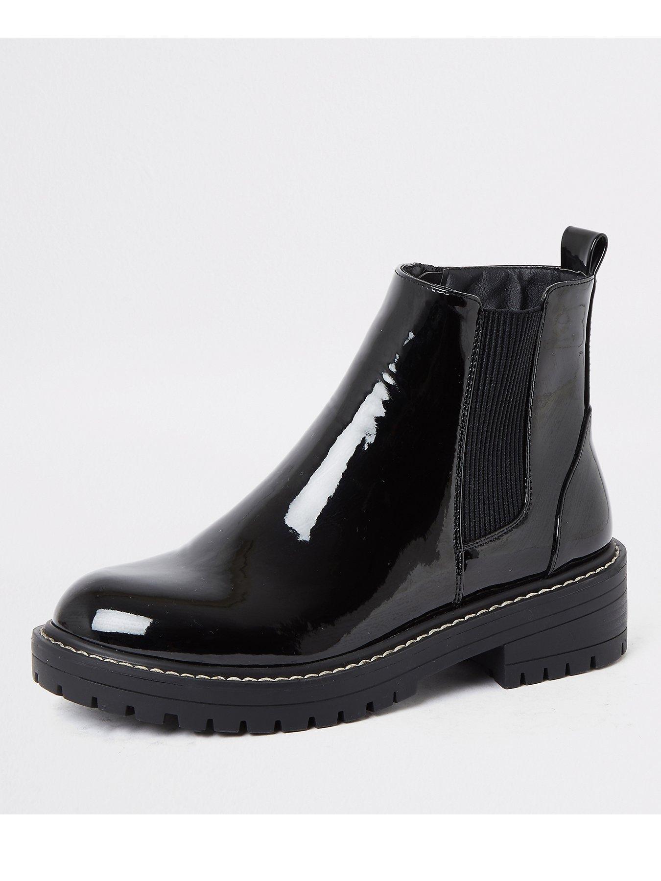 black ankle patent boots