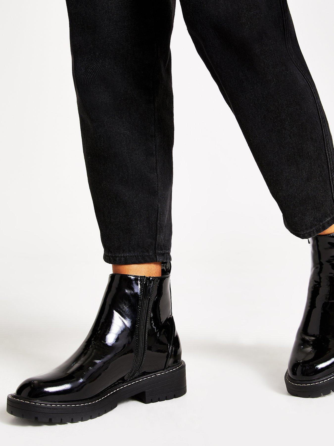 black patent boots river island