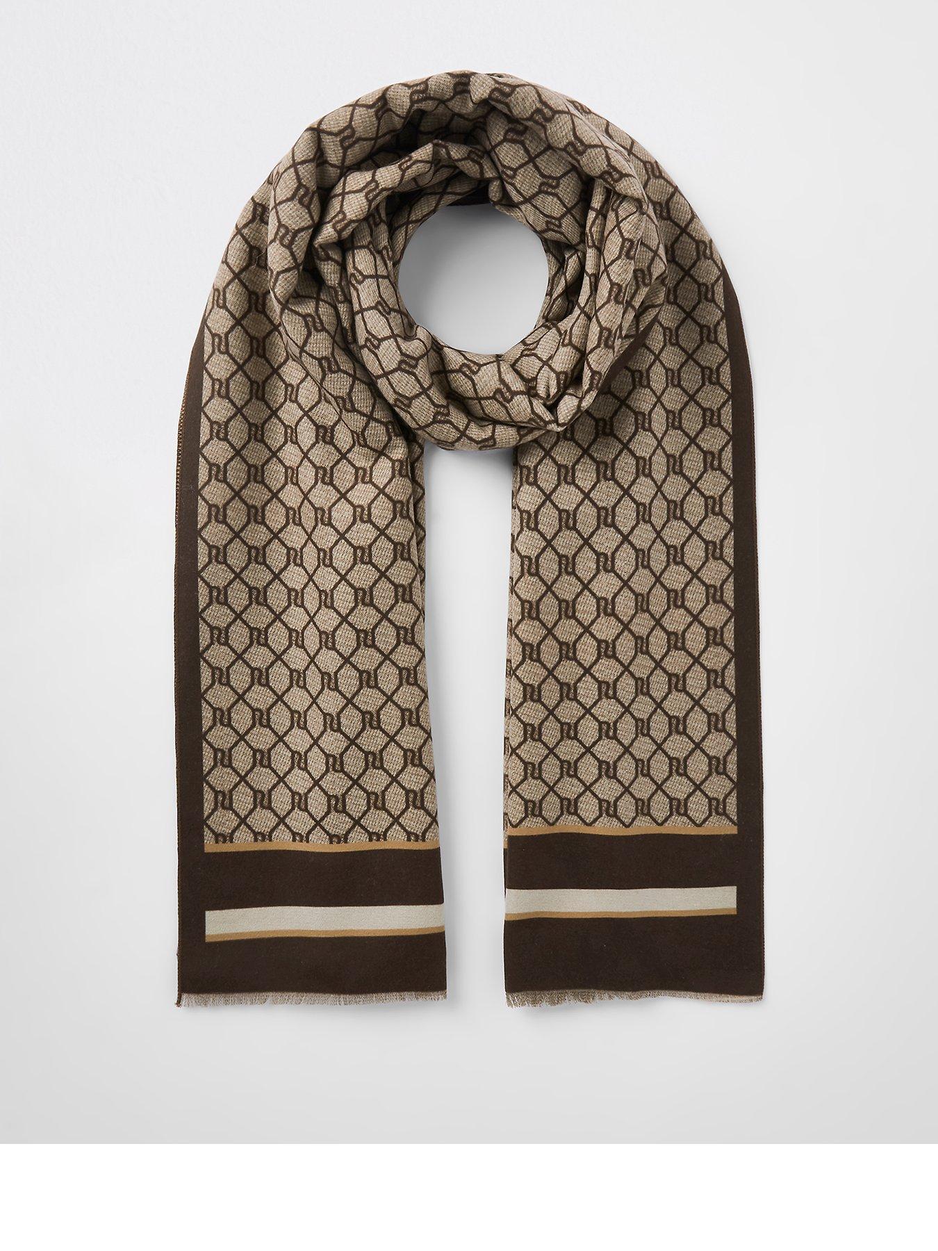 River Island River Island Monogram Lightweight Scarf Brown Very Co Uk