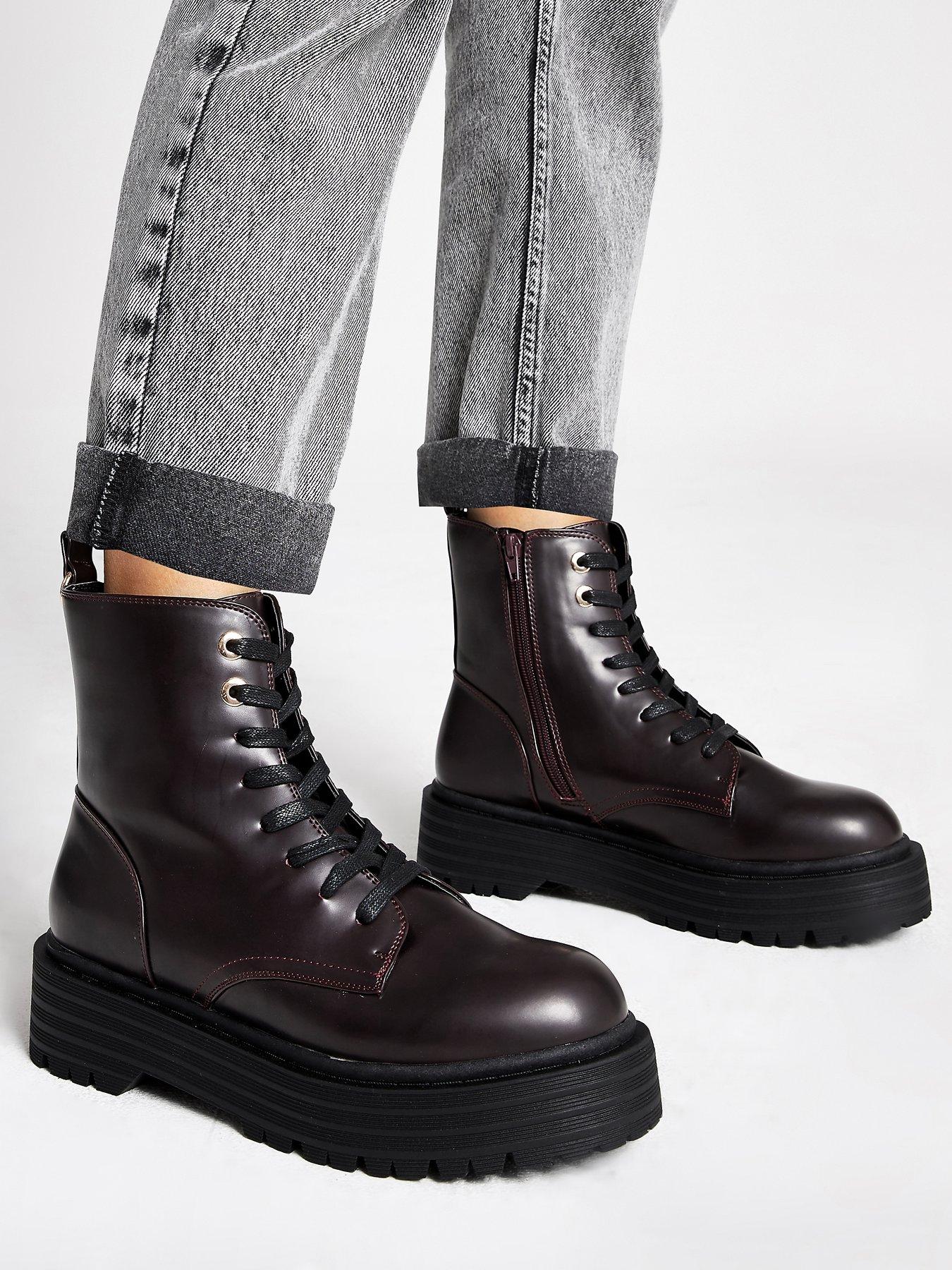 river island burgundy boots