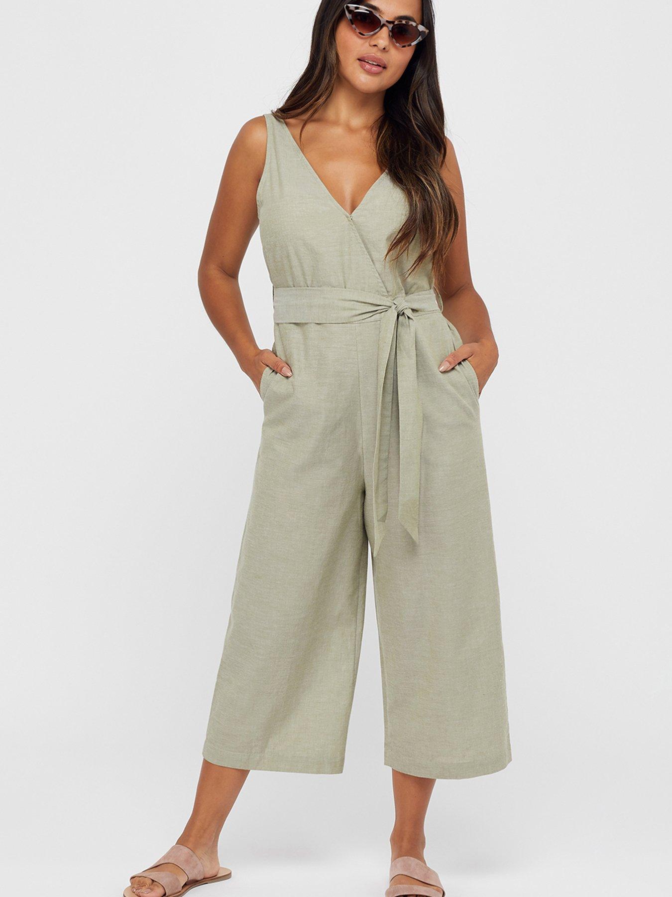 tie belt jumpsuit
