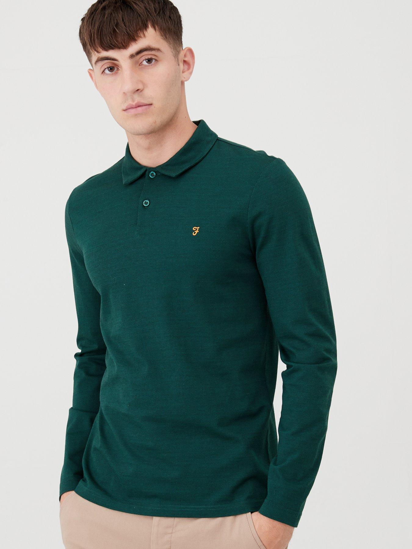 mens farah long sleeve polo