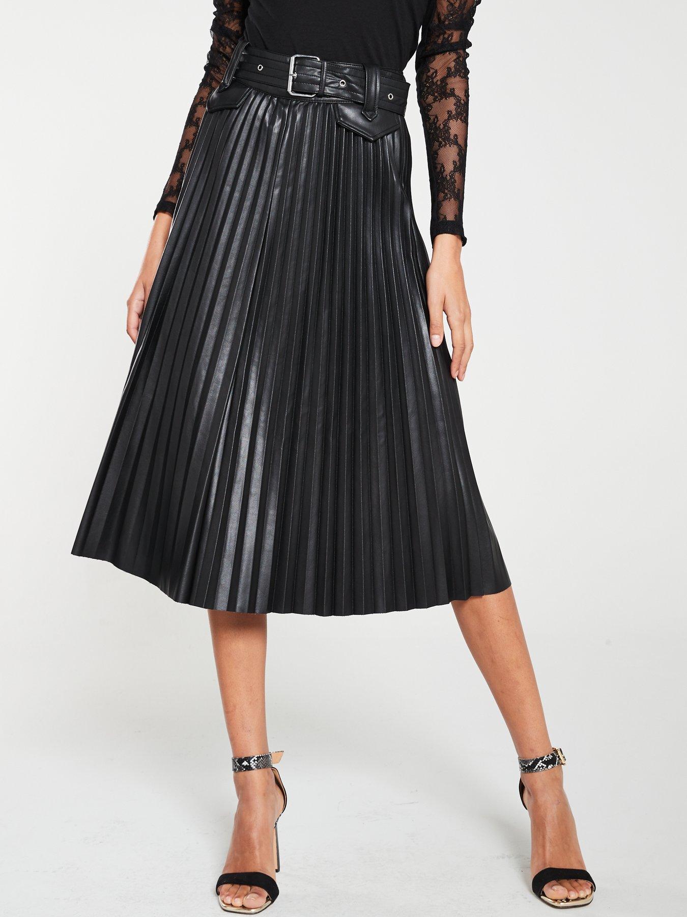 faux leather midi skirt uk