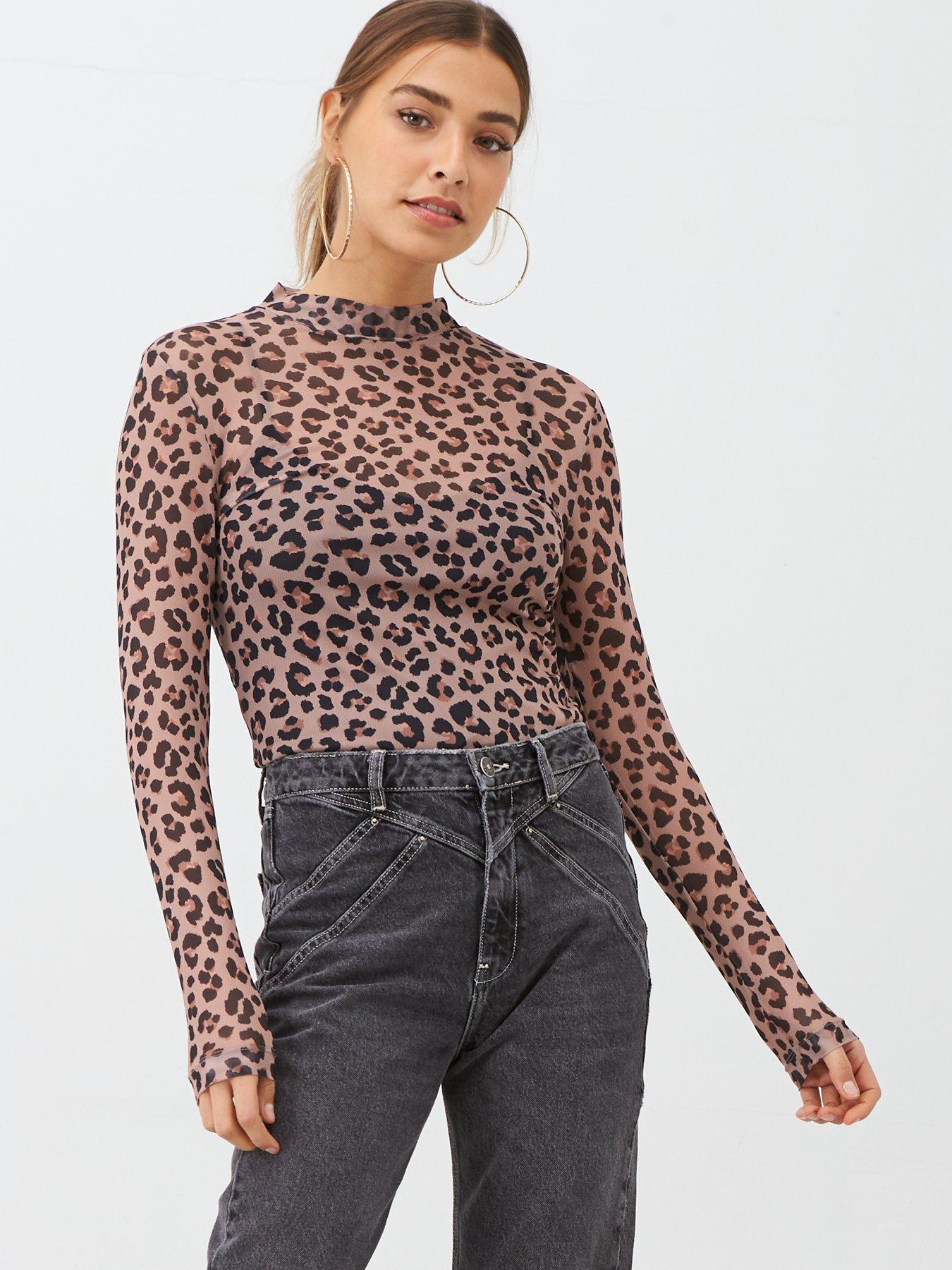 V By Very Mesh Turtle Neck Top Animal Very Co Uk