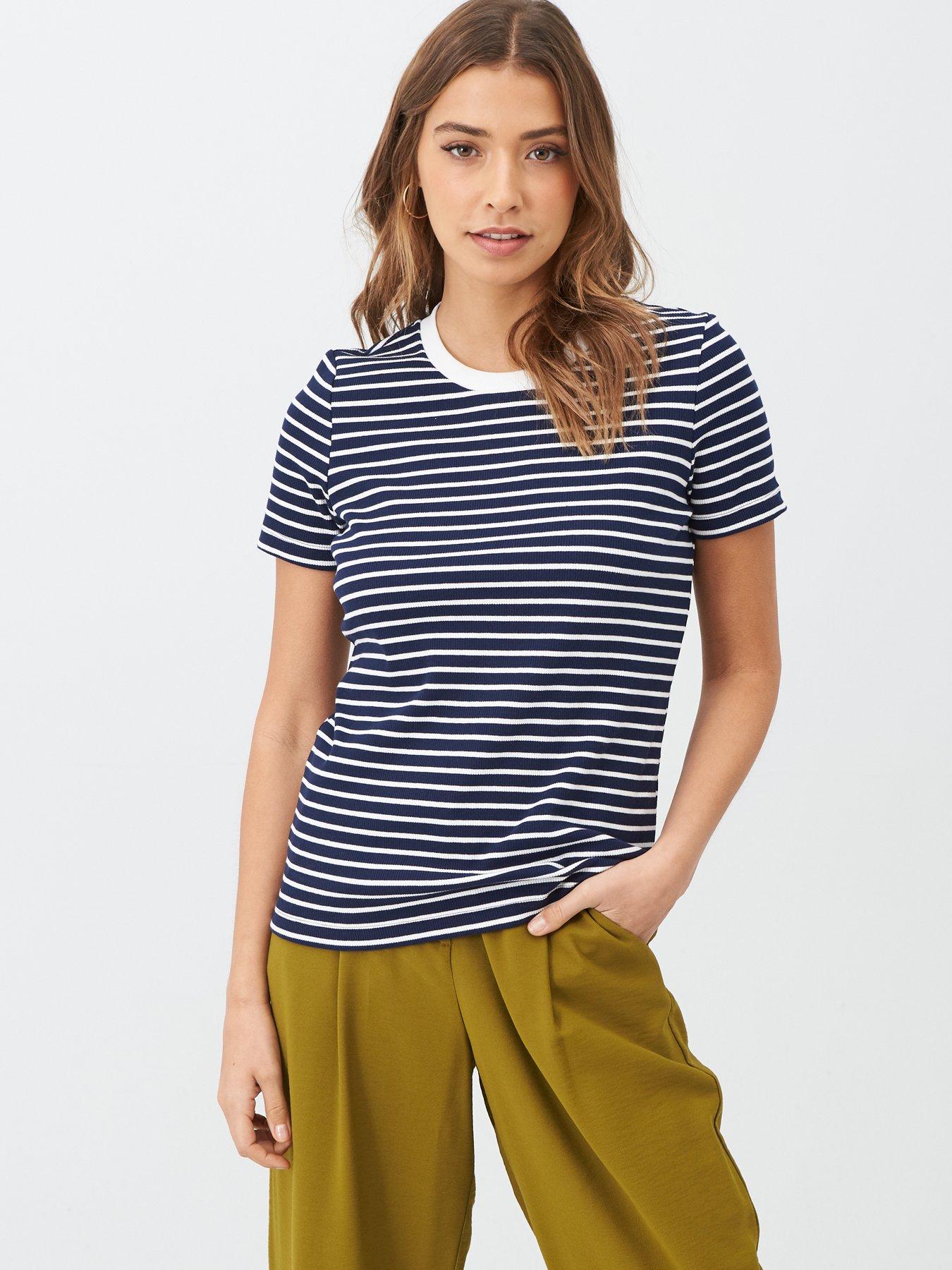 V By Very Contrast Rib Stripe T-Shirt review