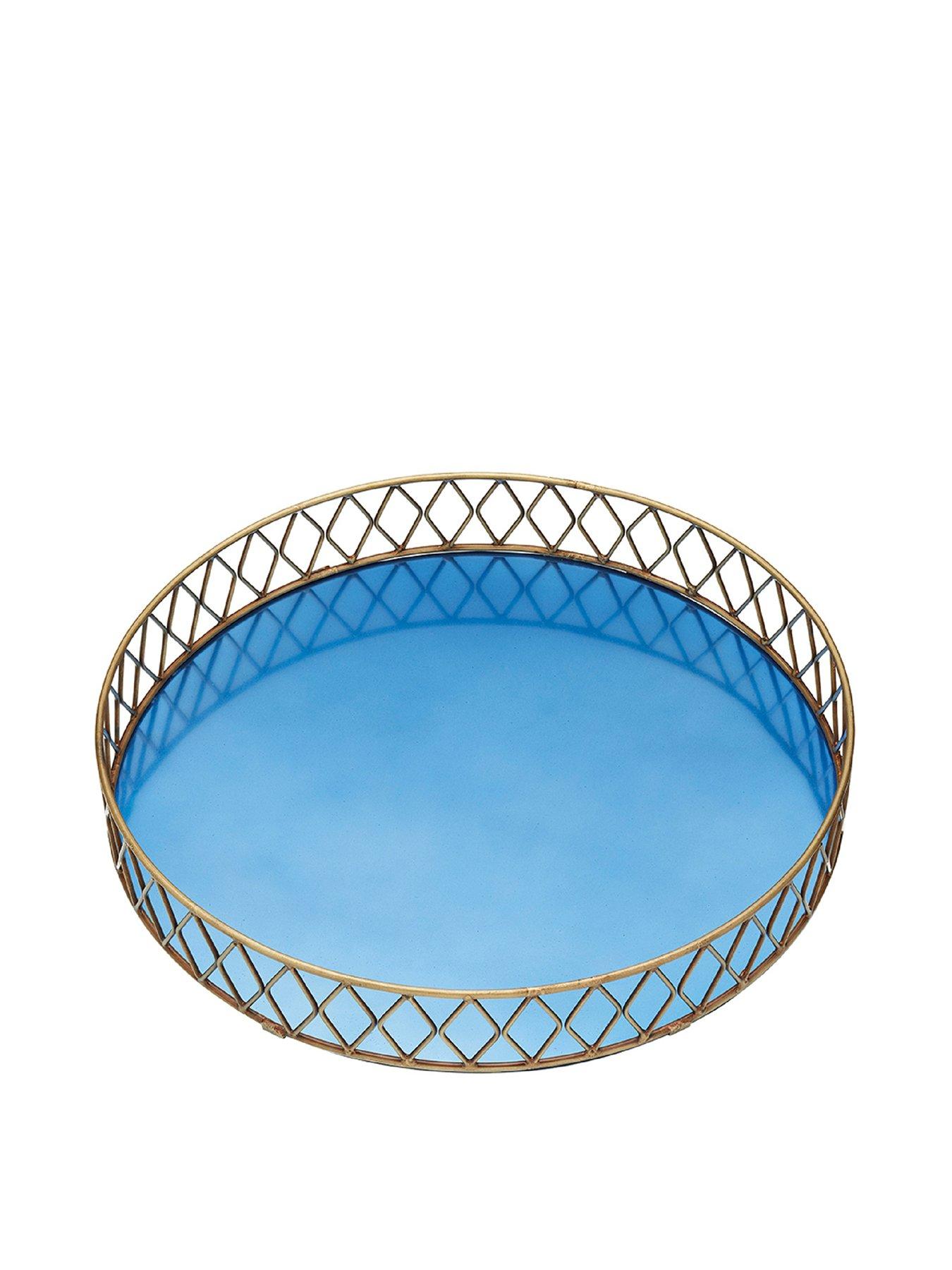 Product photograph of Barcraft Stainless Steel Blue And Brass Finish Drinks Tray from very.co.uk