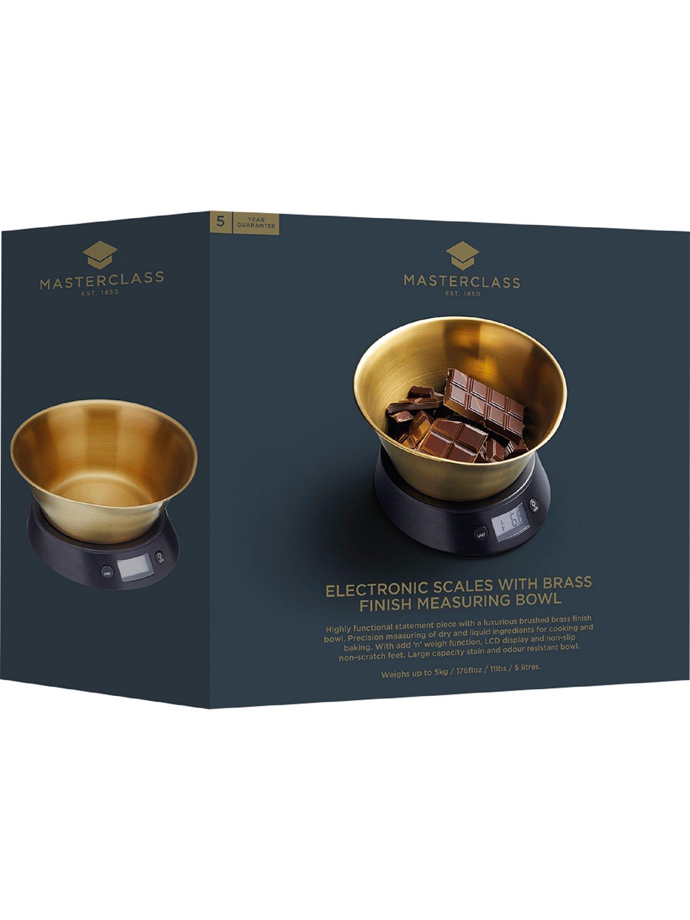 Image 4 of 4 of MasterClass Electronic Dual Dry and Liquid Kitchen Scale with Brass Finish Bowl