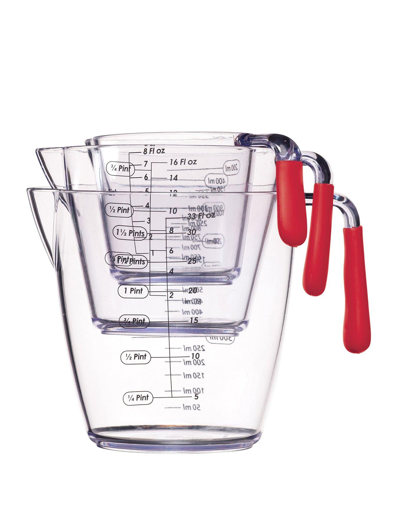 Product photograph of Colourworks Red Acrylic Measuring Jugs Ndash Set Of 3 from very.co.uk