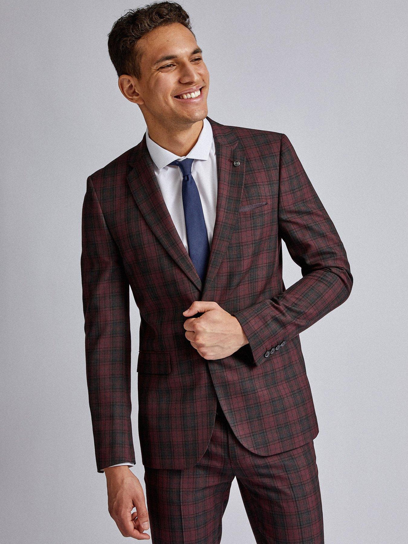 Burton Menswear London Burton Red Black Tartan Skinny Suit Jacket review