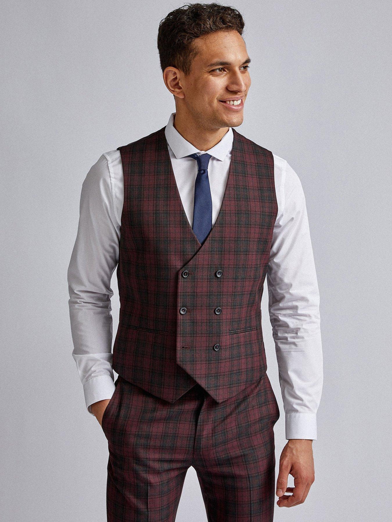 Burton Menswear London Burton Red Black Tartan Skinny Waistcoat review