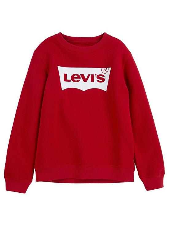 front image of levis-boys-batwing-crew-neck-sweat-top-red