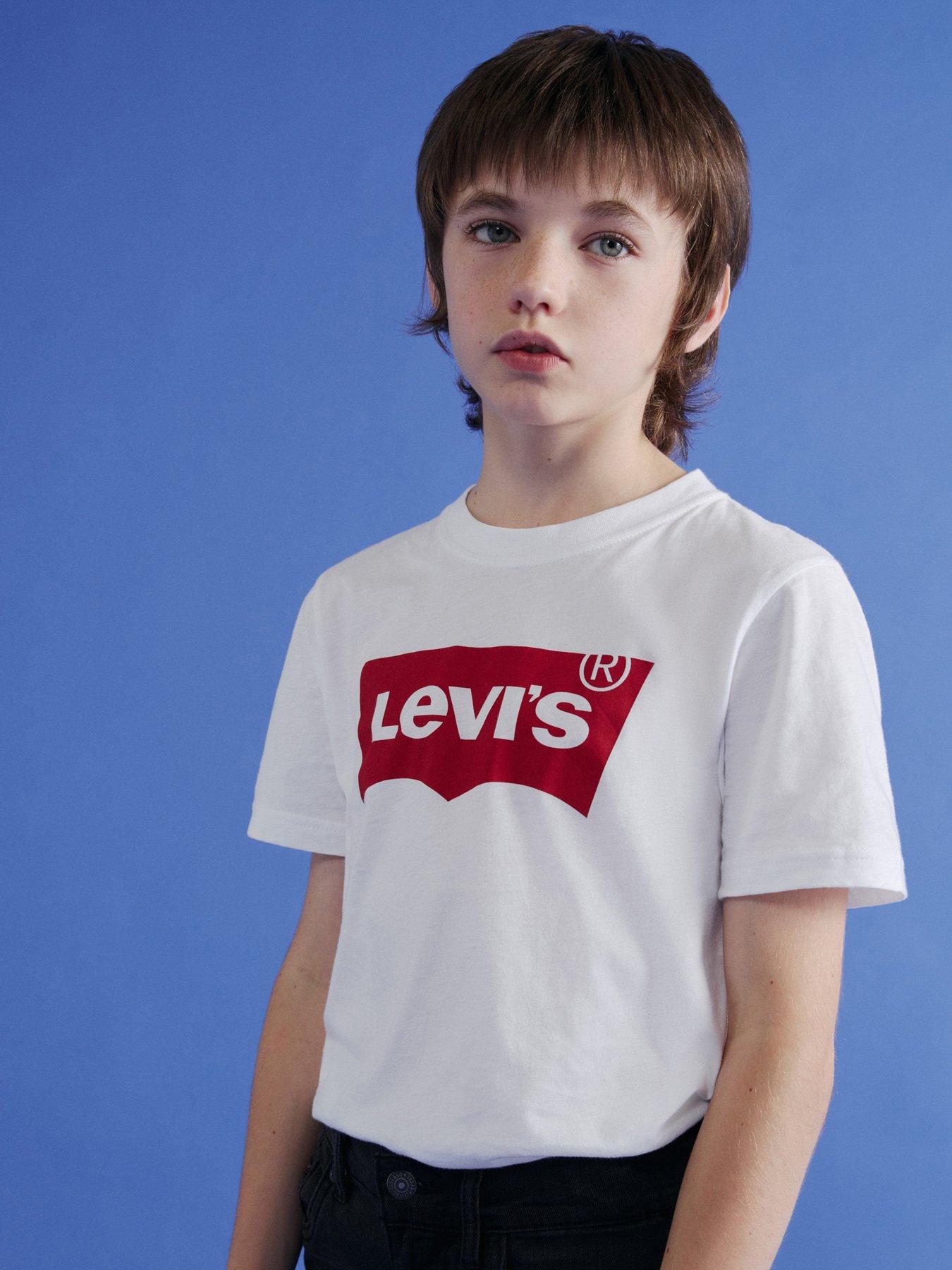 Image 1 of 3 of Levi's Boys Short Sleeve Batwing T-Shirt - White