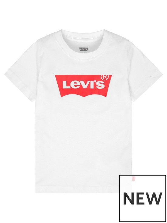 front image of levis-boys-short-sleeve-batwing-t-shirt-white
