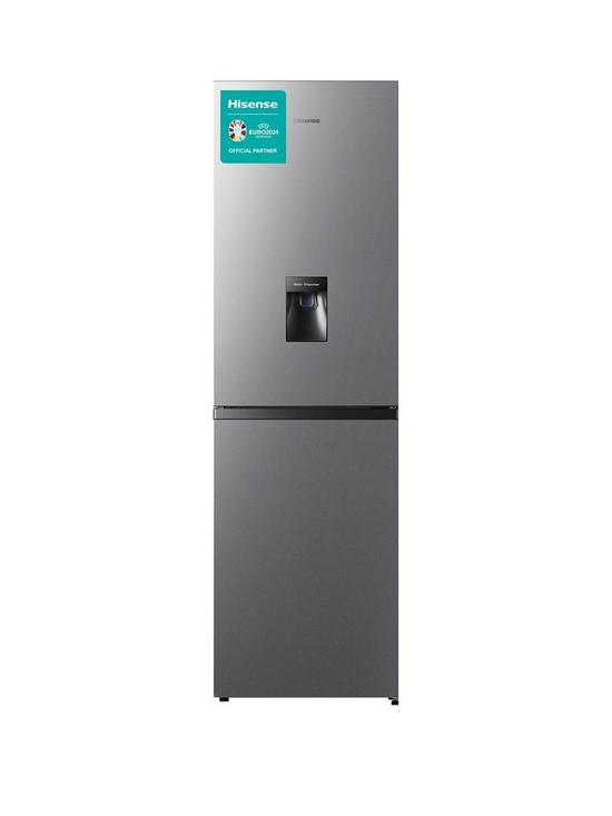 front image of hisense-rb327n4wc1-55cm-wide-total-no-frost-fridge-freezer-silver
