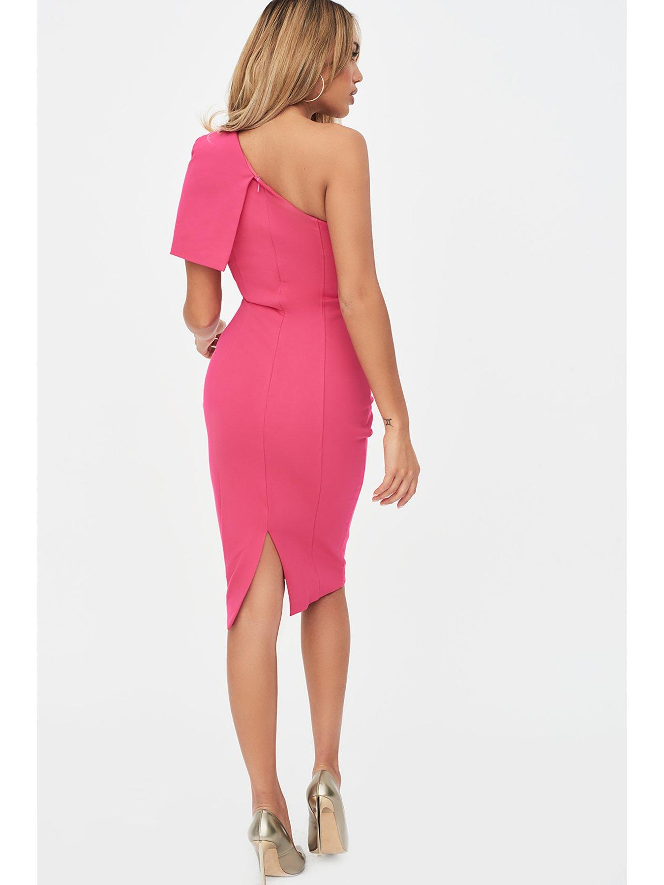 lavish alice one shoulder cape midi dress