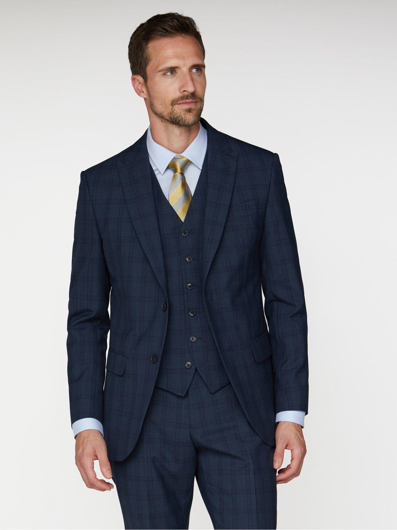 Jeff Banks Check Soho Suit Jacket In Modern Regular Fit - Blue | very.co.uk