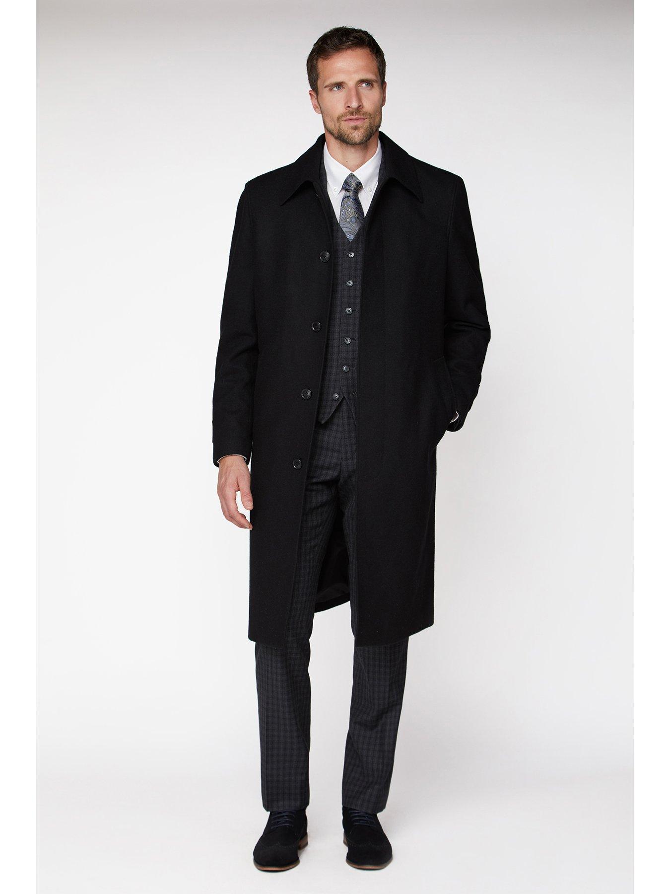 Jeff Banks Black Roma Overcoat Regular Fit | very.co.uk