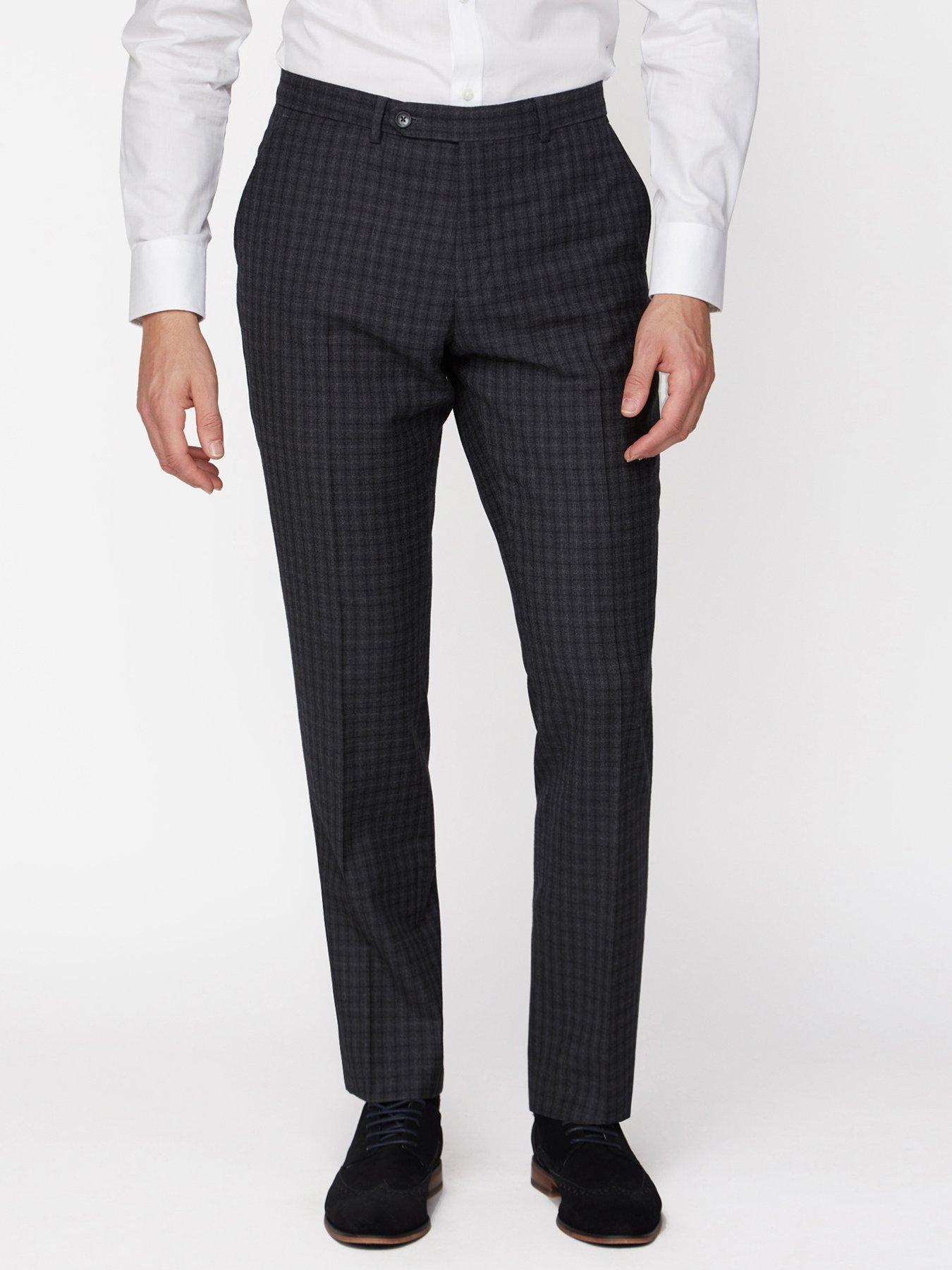 Trousers & Chinos Tonal Grid Texture Soho Suit Trousers - Charcoal