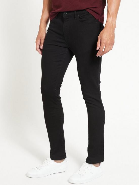 front image of very-man-skinny-jeans-with-stretch-black