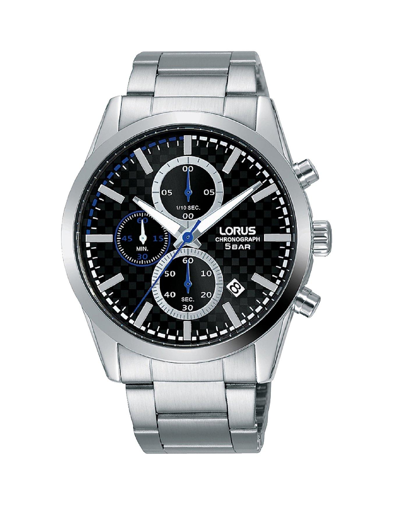 lorus men's blue dial chronograph watch