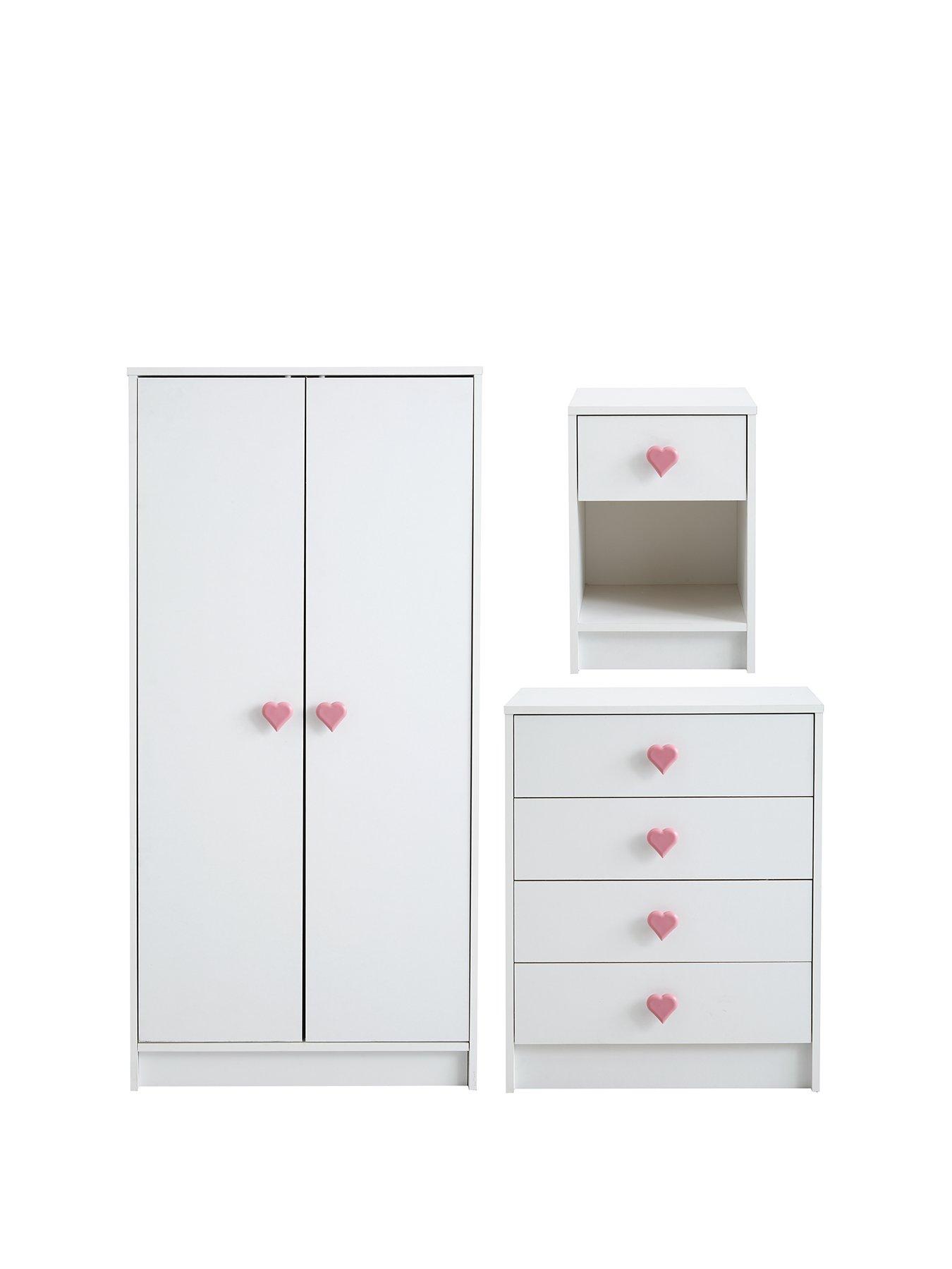 childrens white wardrobe and chest of drawers