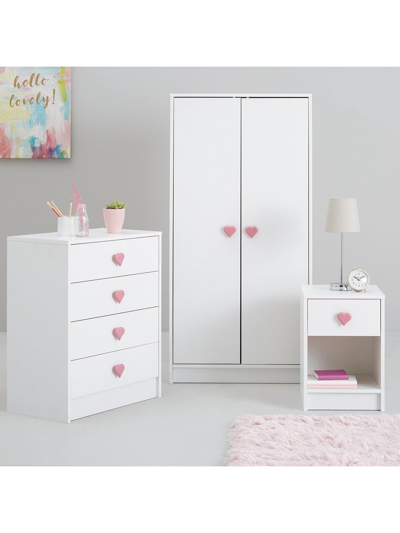 childrens white wardrobe and chest of drawers