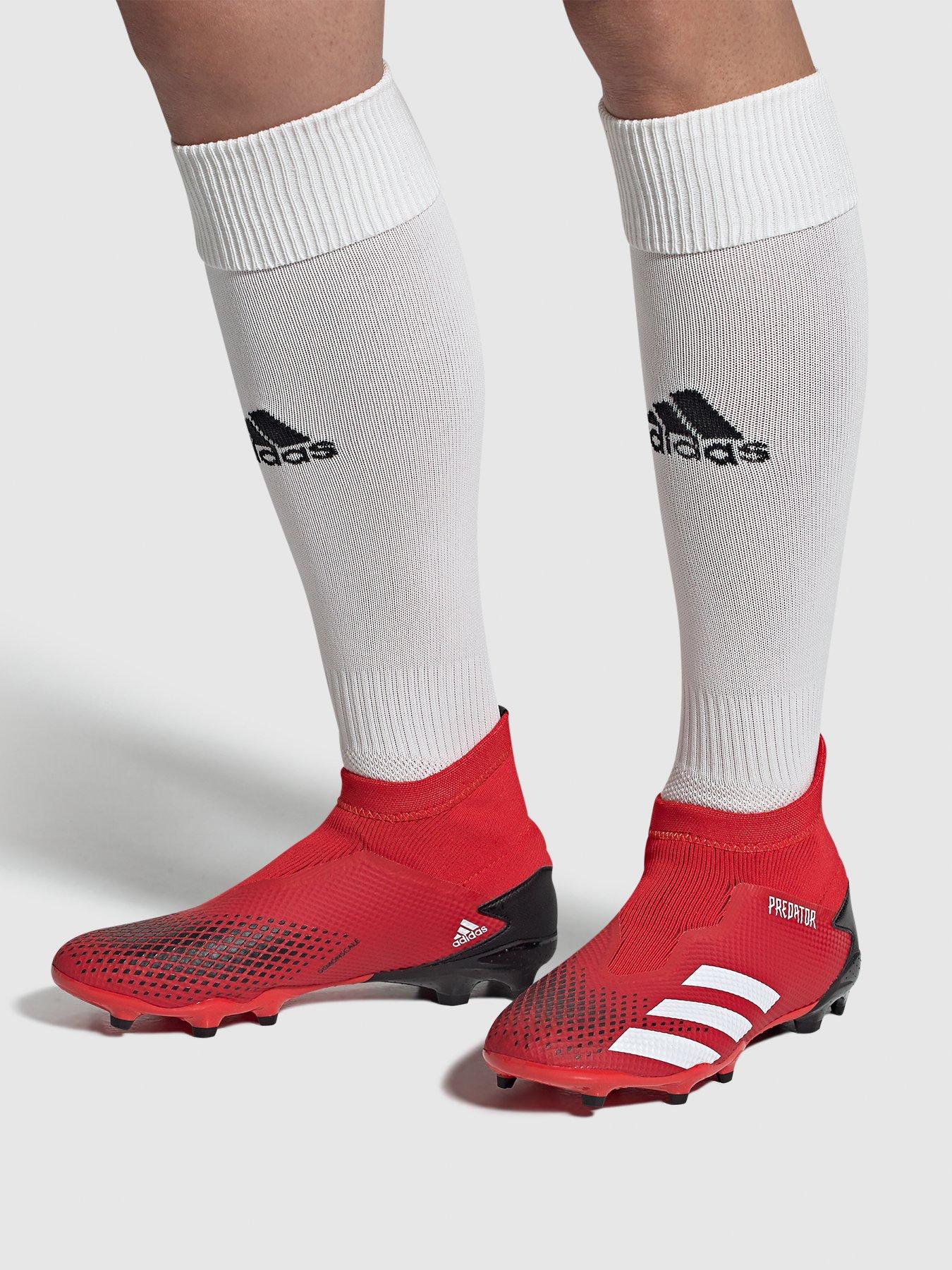 red adidas laceless boots
