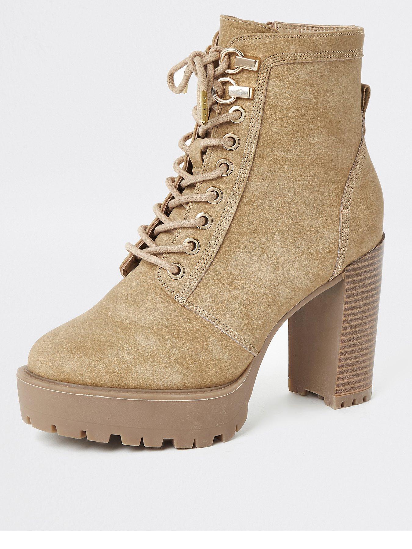 tan lace up boots with heel