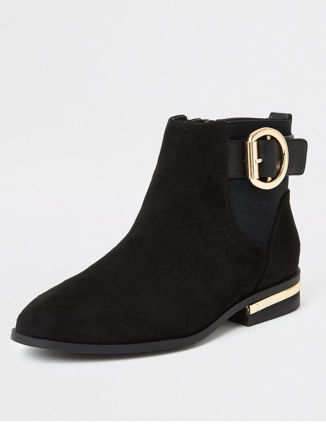 flat black ankle boots uk