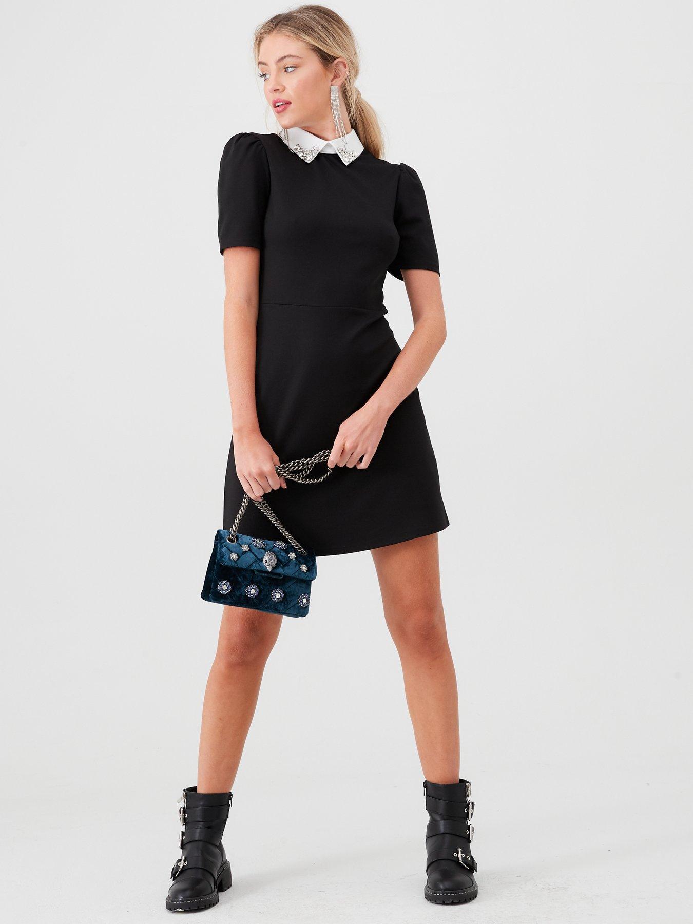 river island black embellished dress