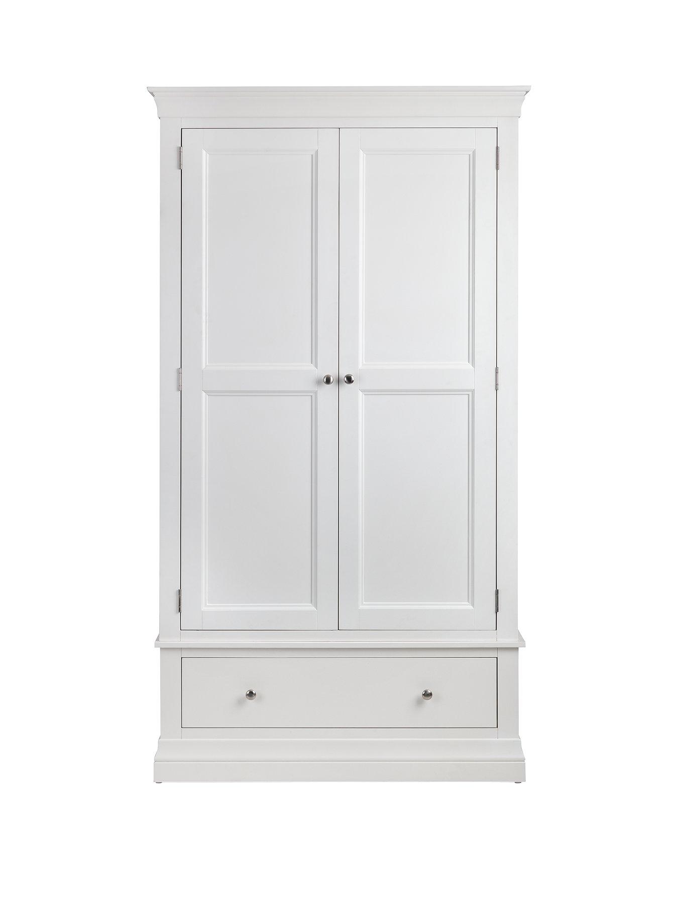 Product photograph of Julian Bowen Clermont 2 Door 1 Drawer Wardrobe - White from very.co.uk