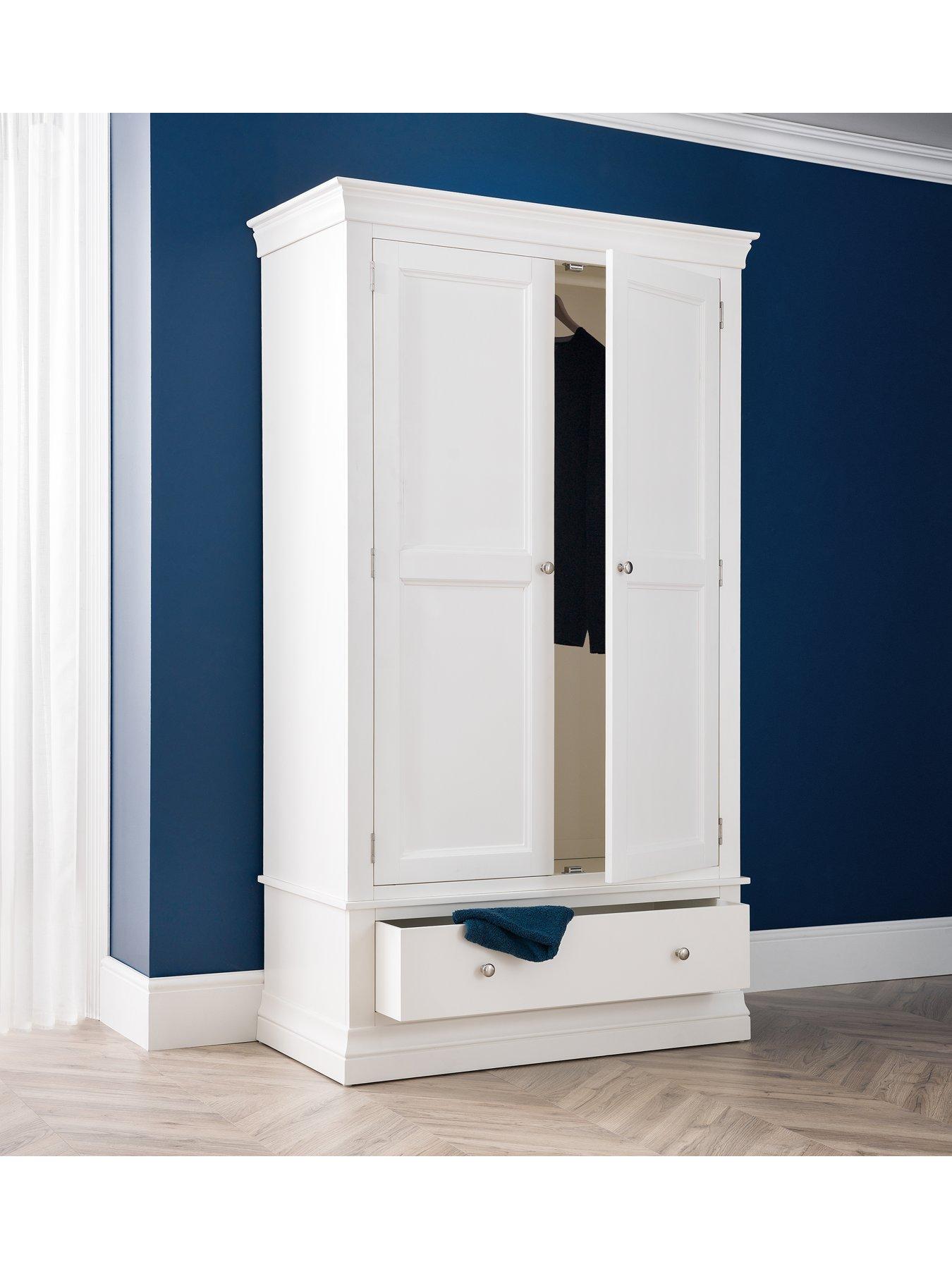 Image 2 of 7 of Julian Bowen Clermont 2 Door, 1 Drawer Wardrobe - White