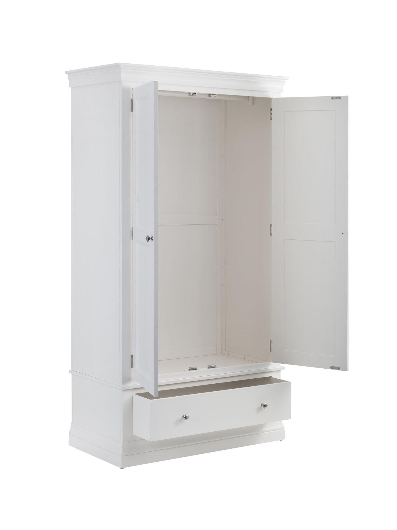 Image 4 of 7 of Julian Bowen Clermont 2 Door, 1 Drawer Wardrobe - White