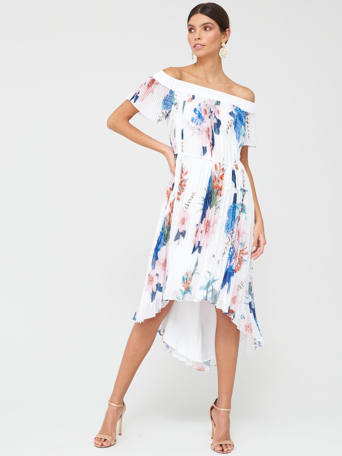 ted baker blue off the shoulder dress