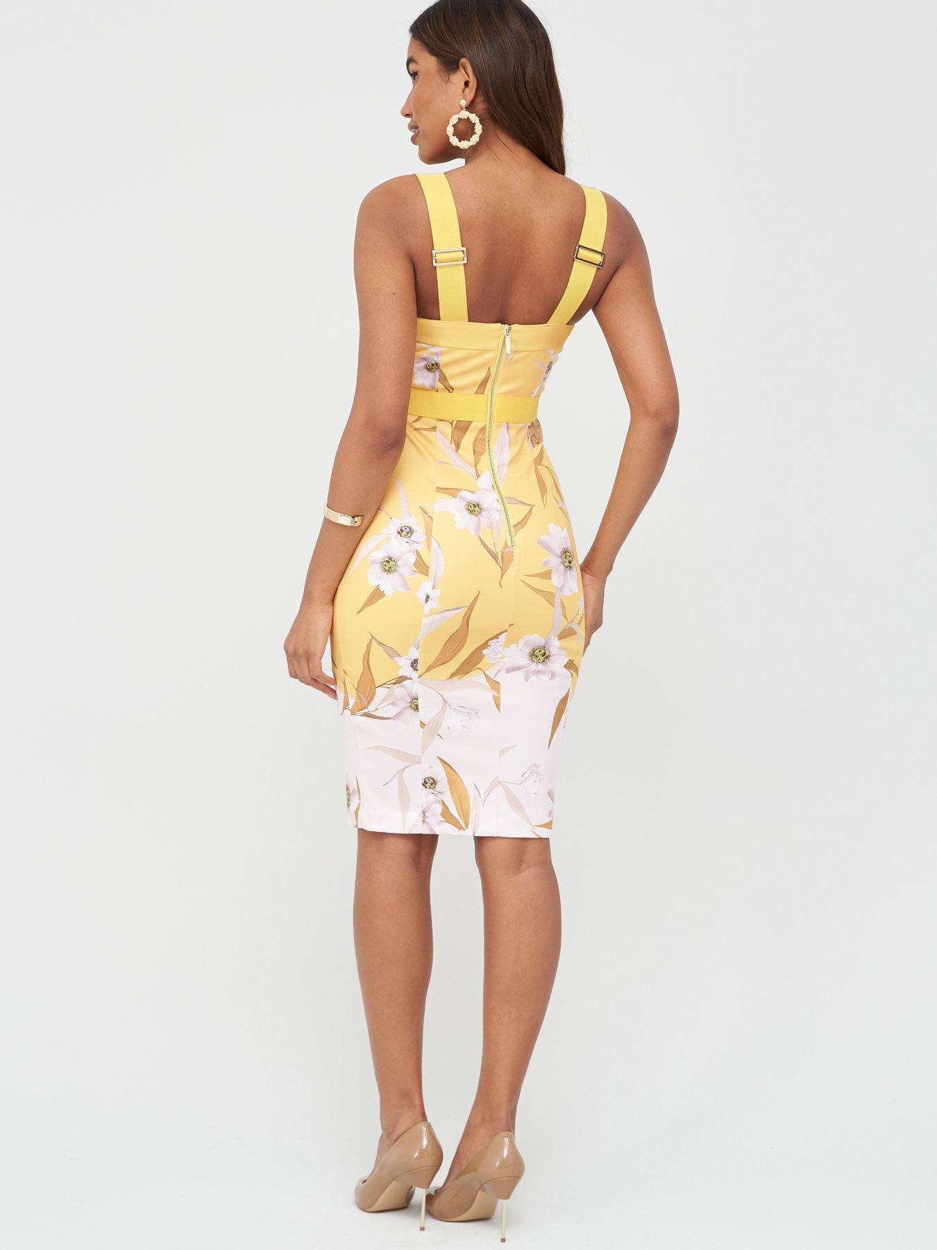 yellow bodycon dress uk