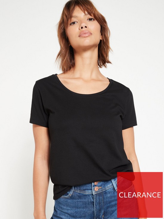 front image of everyday-the-essential-scoop-neck-t-shirt-black